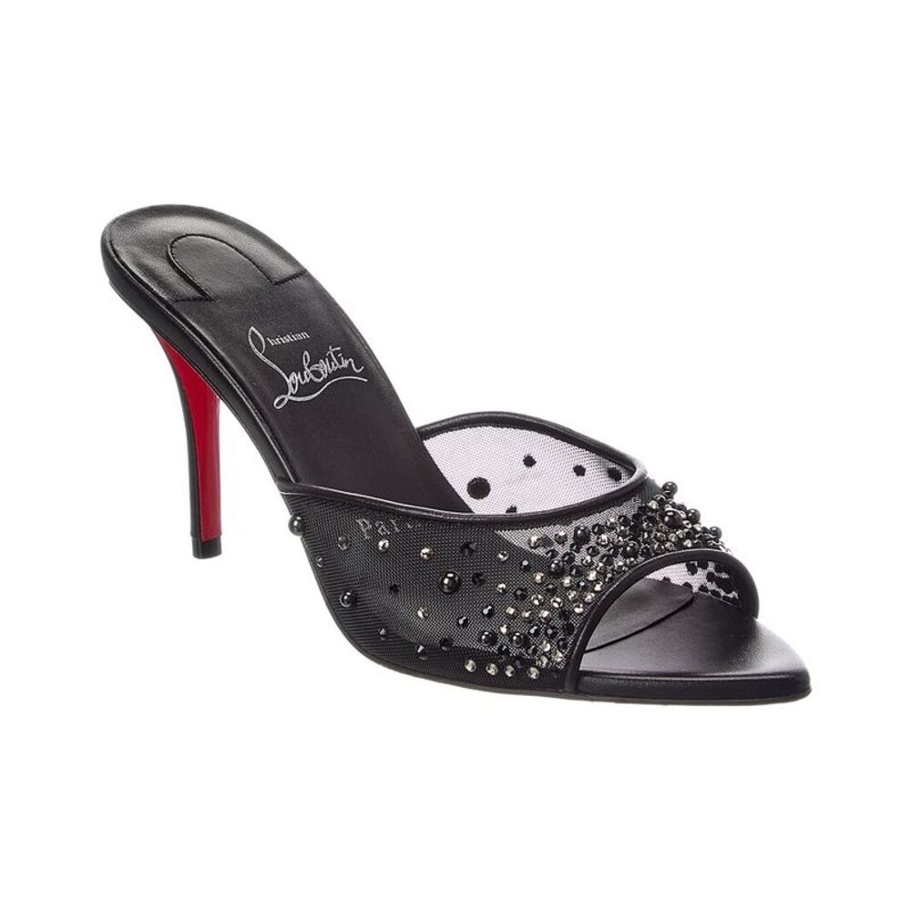 Christian Louboutin Miss Z Degrastrass 85 Mesh & Leather Mule, Black